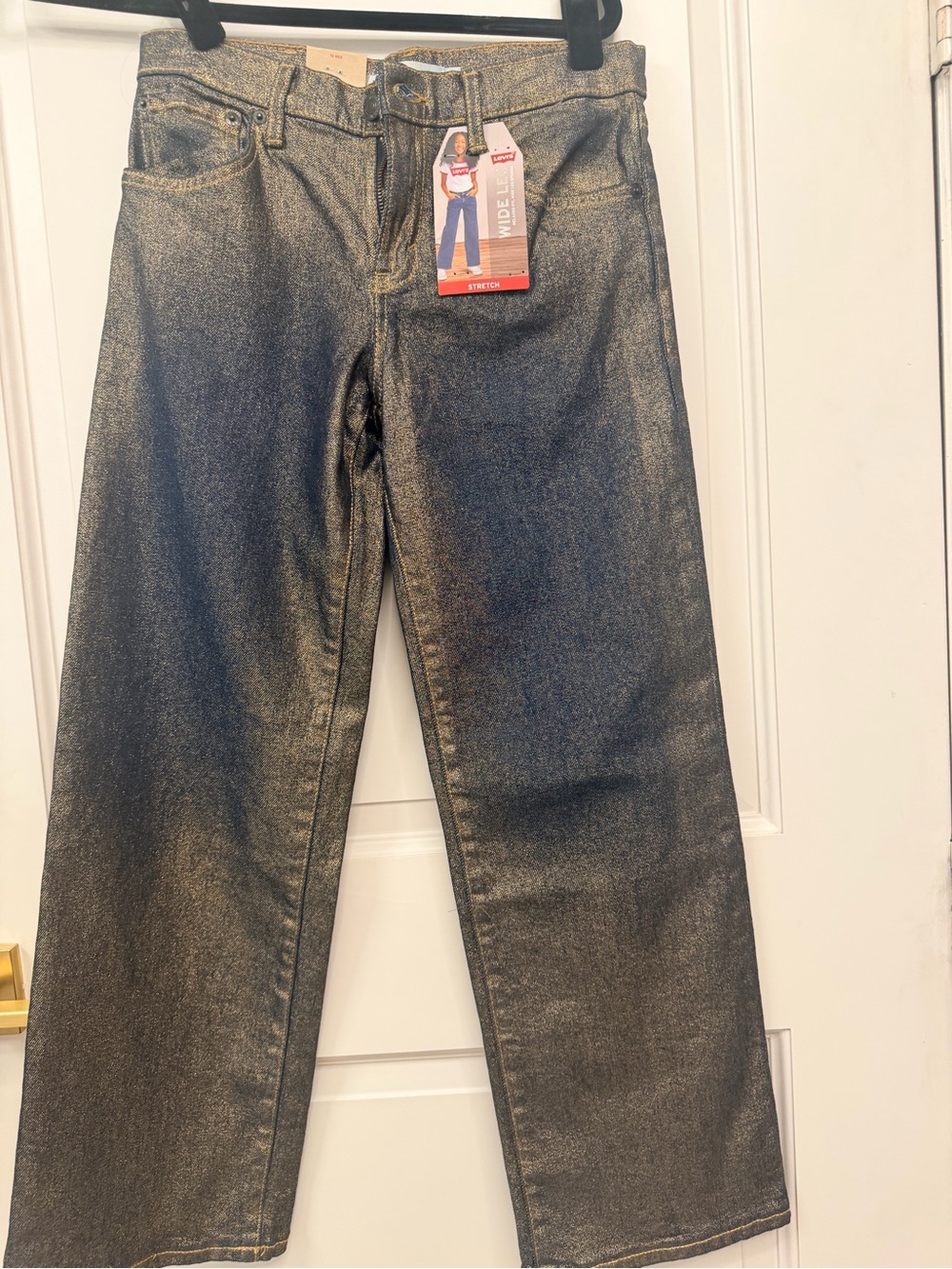 NEW Girls Jean Levi Metallic Black Straight-Leg  pants